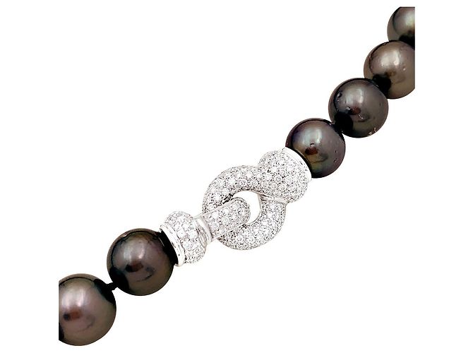 inconnue Tahiti-Perlenkette, Weißgold, Diamanten. - Ansicht 6