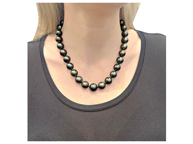 inconnue Tahiti-Perlenkette, Weißgold, Diamanten. - Ansicht 8