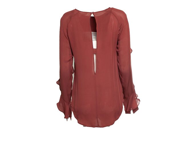 Veronica Beard, Rüschenshirt in Rostfarbe Braun Rot - Ansicht 3