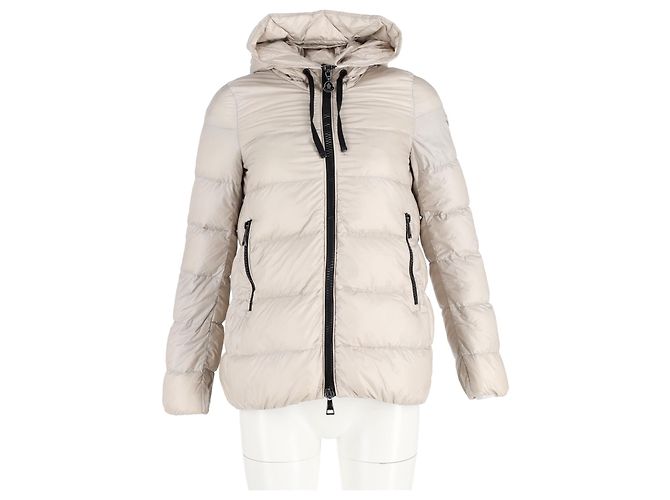Jaqueta de down acolchoada com zíper Moncler em poliamida bege - vista 4