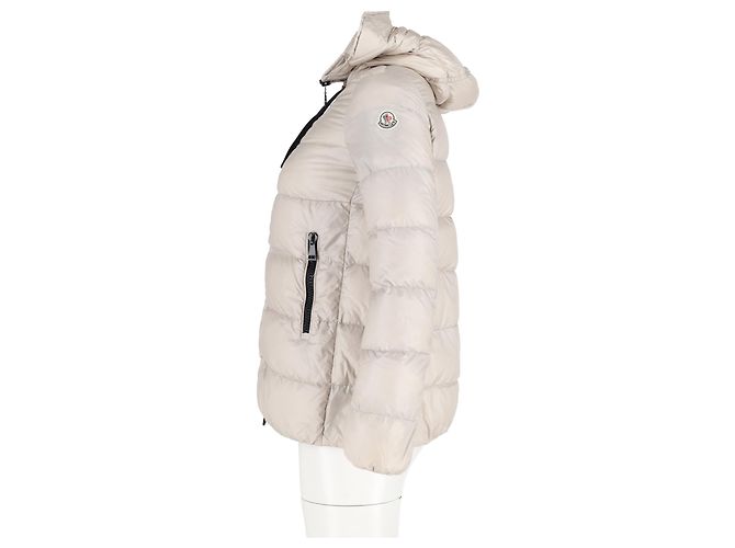 Jaqueta de down acolchoada com zíper Moncler em poliamida bege - vista 5