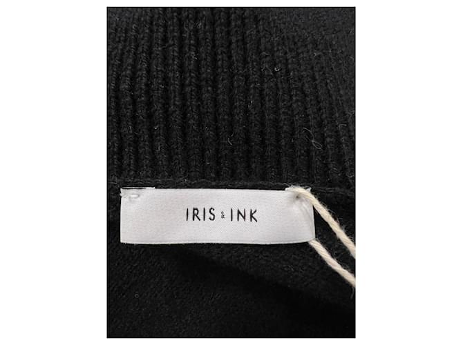 Iris & Ink Pullover mit V-Ausschnitt aus schwarzer Wolle - Ansicht 11