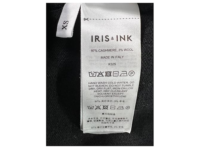 Iris & Ink Pullover mit V-Ausschnitt aus schwarzer Wolle - Ansicht 12