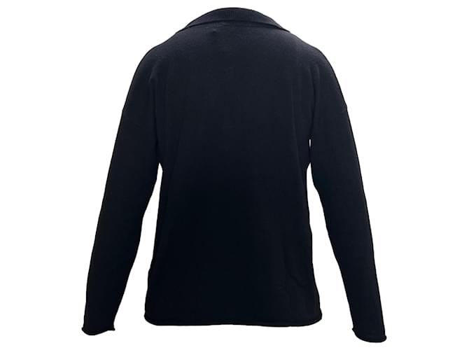 Iris & Ink Pullover mit V-Ausschnitt aus schwarzer Wolle - Ansicht 2