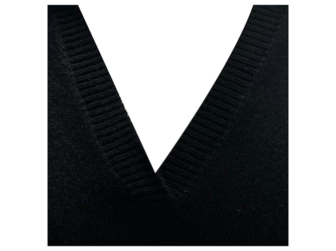 Iris & Ink Pullover mit V-Ausschnitt aus schwarzer Wolle - Ansicht 4