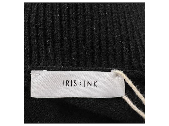 Iris & Ink Pullover mit V-Ausschnitt aus schwarzer Wolle - Ansicht 5