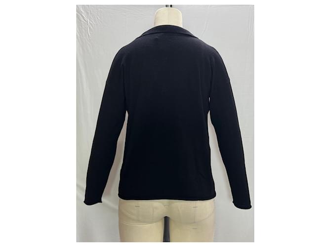 Iris & Ink Pullover mit V-Ausschnitt aus schwarzer Wolle - Ansicht 8