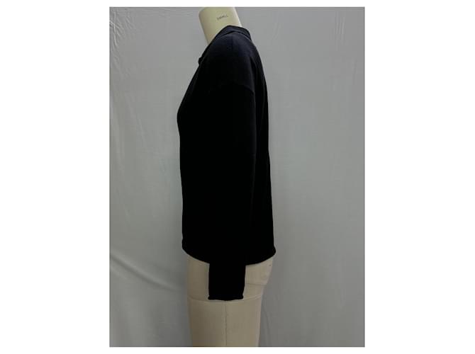 Iris & Ink Pullover mit V-Ausschnitt aus schwarzer Wolle - Ansicht 9