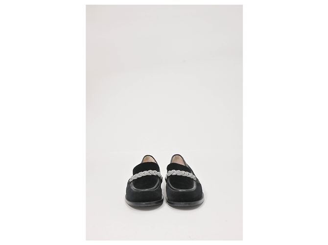 Mocassini a catena impreziositi da cristalli Stuart Weitzman in suede nero - vista 10