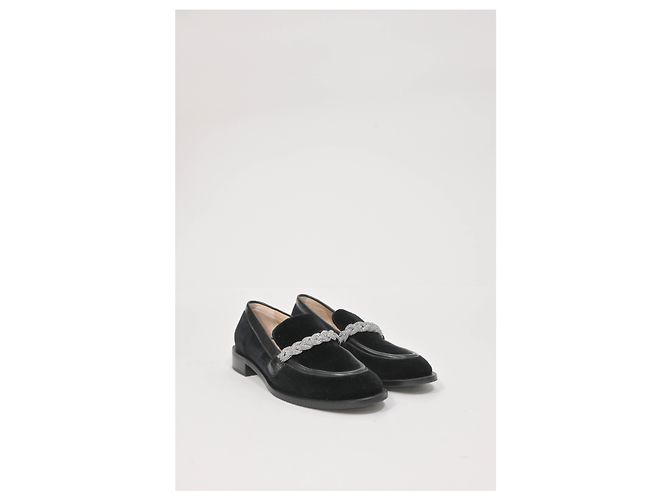 Mocassini a catena impreziositi da cristalli Stuart Weitzman in suede nero - vista 12