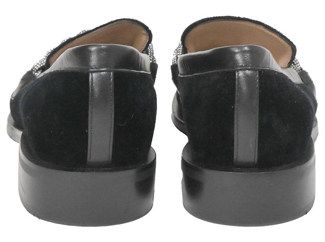 Mocassini a catena impreziositi da cristalli Stuart Weitzman in suede nero - vista 3