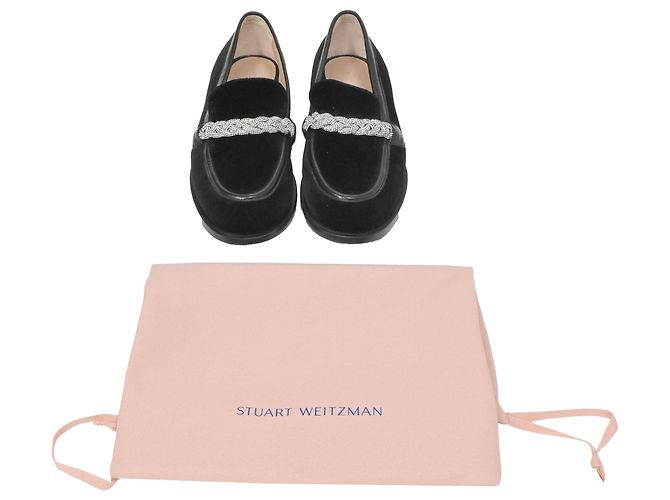 Mocassini a catena impreziositi da cristalli Stuart Weitzman in suede nero - vista 8