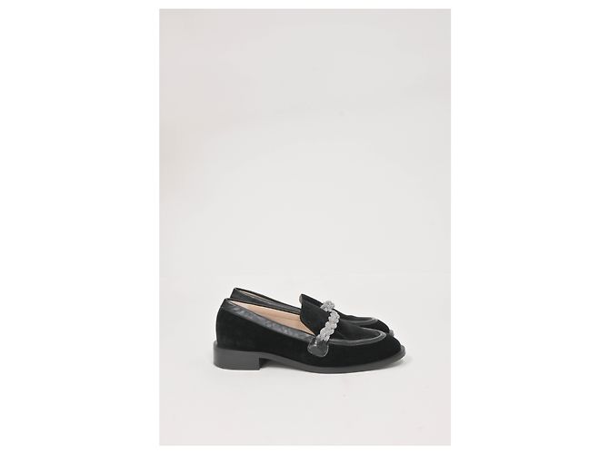Mocassini a catena impreziositi da cristalli Stuart Weitzman in suede nero - vista 9