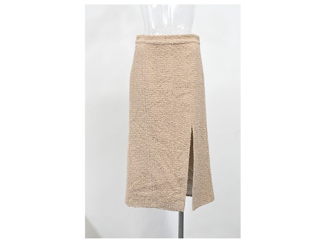 Falda midi de cintura alta Etro en tweed beige - vista 5