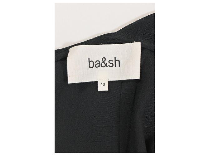 Mono V-Neck con Tirantes de Cadena Ba&Sh en Viscosa Negra Negro - vista 12
