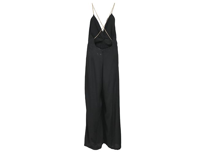Mono V-Neck con Tirantes de Cadena Ba&Sh en Viscosa Negra Negro - vista 3
