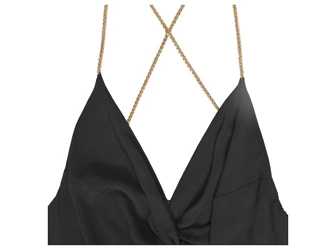 Mono V-Neck con Tirantes de Cadena Ba&Sh en Viscosa Negra Negro - vista 4