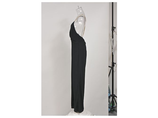 Mono V-Neck con Tirantes de Cadena Ba&Sh en Viscosa Negra Negro - vista 9