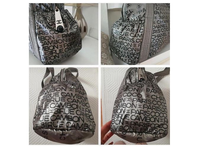 Borsa grande Chanel Nero Argento Monogramma - vista 12