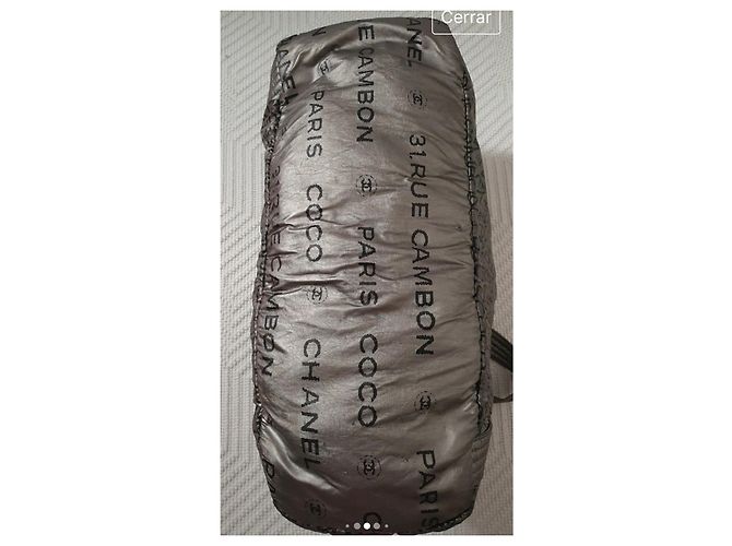 Borsa grande Chanel Nero Argento Monogramma - vista 13