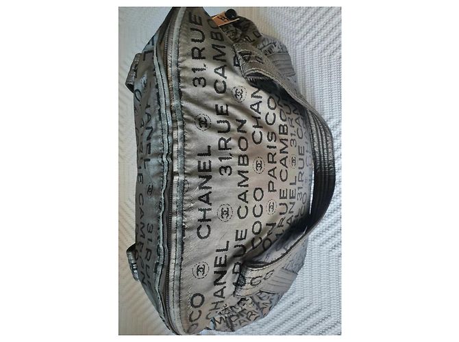Borsa grande Chanel Nero Argento Monogramma - vista 15