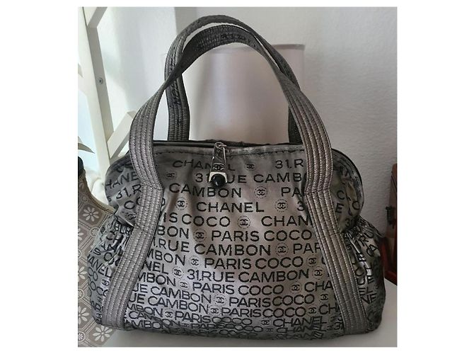 Borsa grande Chanel Nero Argento Monogramma - vista 2