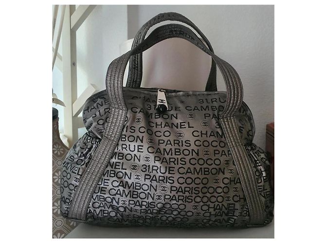 Borsa grande Chanel Nero Argento Monogramma - vista 4