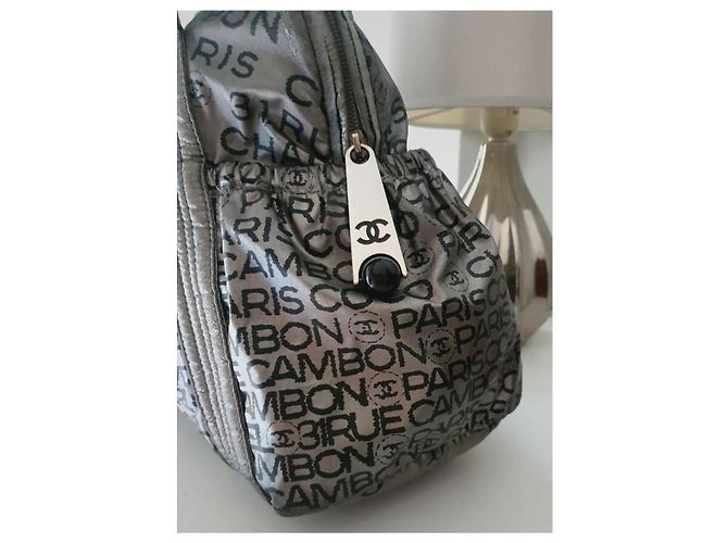 Borsa grande Chanel Nero Argento Monogramma - vista 5