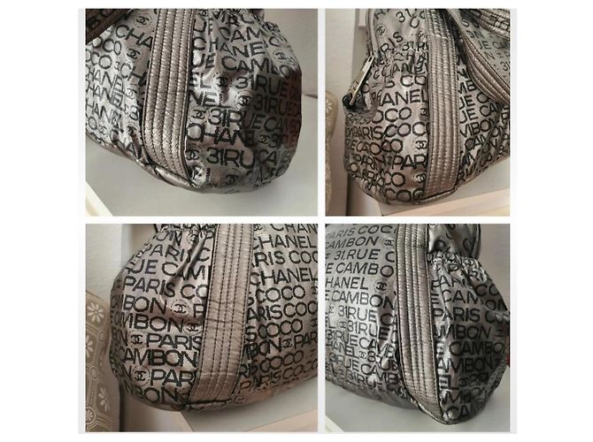 Borsa grande Chanel Nero Argento Monogramma - vista 9