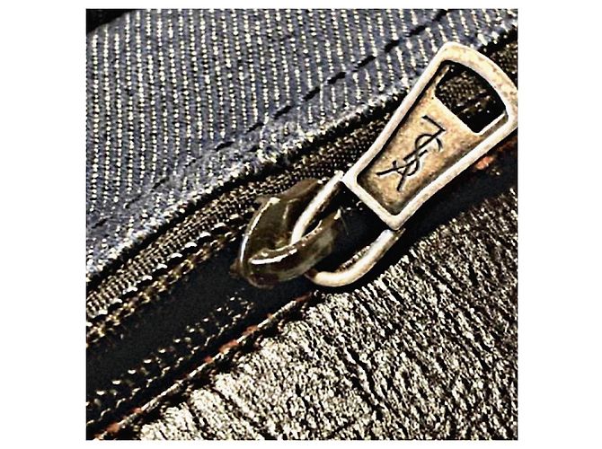 Yves Saint Laurent Borsa Mombasa in denim autentica YSL Tom Ford rara e grande Blu - vista 8