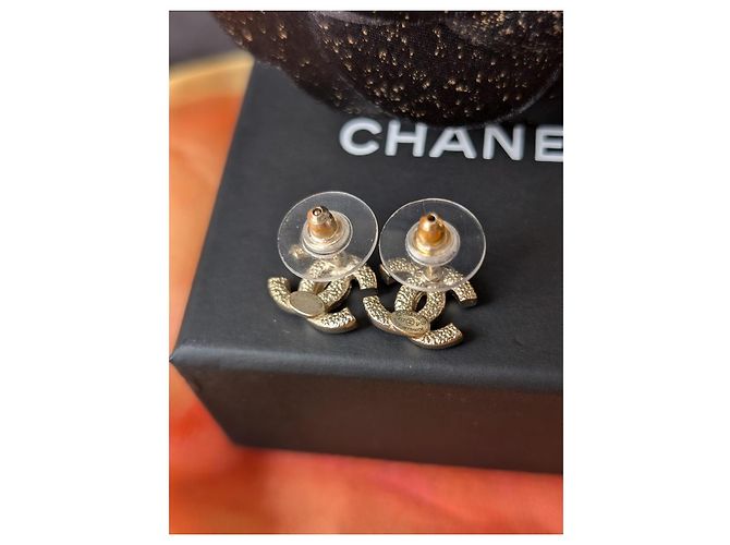 Chanel CC F17V Logo Cristallo GHW Coco Mark Orecchini Mini Classici Scatola D'oro - vista 7