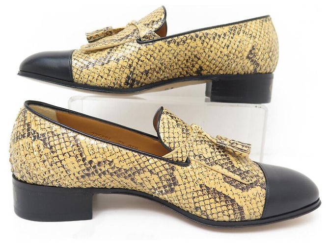 NEUF CHAUSSURES GUCCI 725804 MOCASSINS A PAMPILLES PYTHON 7.5 41.5 LOAFERS - vue 2