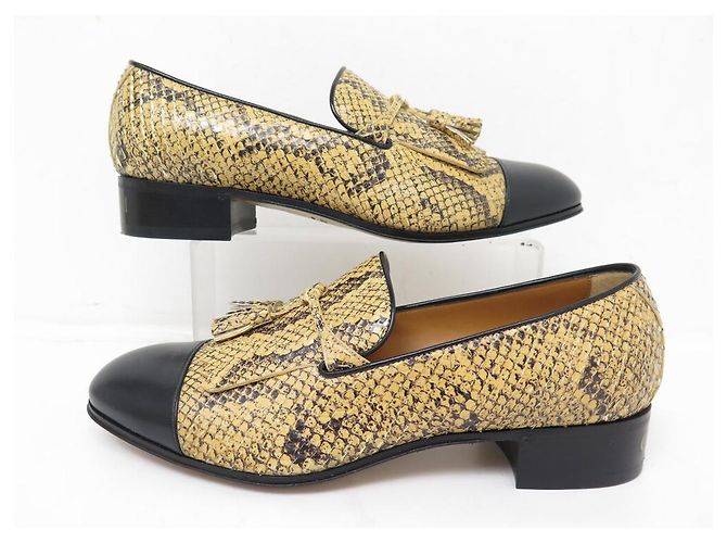 NEUF CHAUSSURES GUCCI 725804 MOCASSINS A PAMPILLES PYTHON 7.5 41.5 LOAFERS - vue 3
