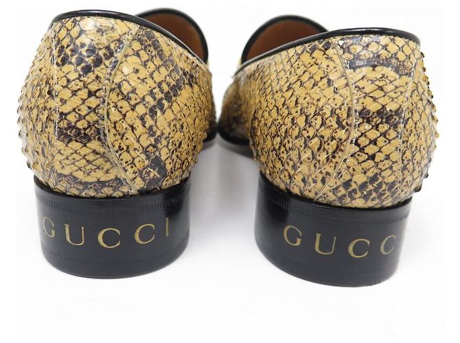 NEUF CHAUSSURES GUCCI 725804 MOCASSINS A PAMPILLES PYTHON 7.5 41.5 LOAFERS - vue 5