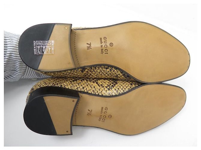 NEUF CHAUSSURES GUCCI 725804 MOCASSINS A PAMPILLES PYTHON 7.5 41.5 LOAFERS - vue 6