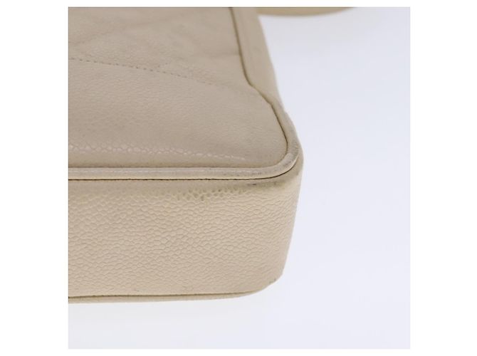 CHANEL Sac à épaule Matelassé Chaîne Cuir Caviar Beige CC Auth bs18887 - vue 14