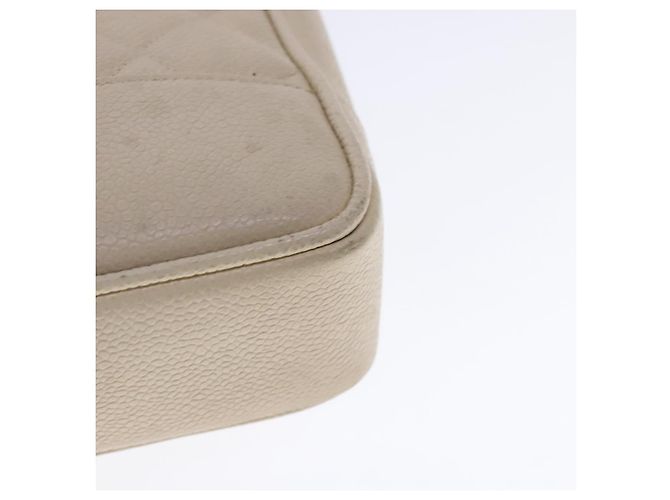 CHANEL Sac à épaule Matelassé Chaîne Cuir Caviar Beige CC Auth bs18887 - vue 16