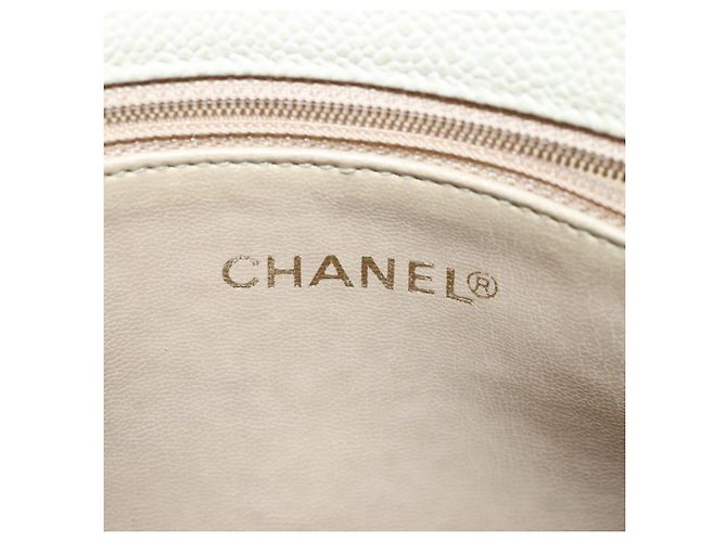 CHANEL Sac à épaule Matelassé Chaîne Cuir Caviar Beige CC Auth bs18887 - vue 17