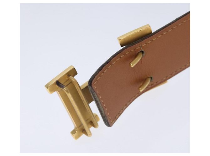 Hermès Cinturón HERMES Constance Cinturón de Cuero 32,3" Negro Oro Auth bs17456 Dorado - vista 10