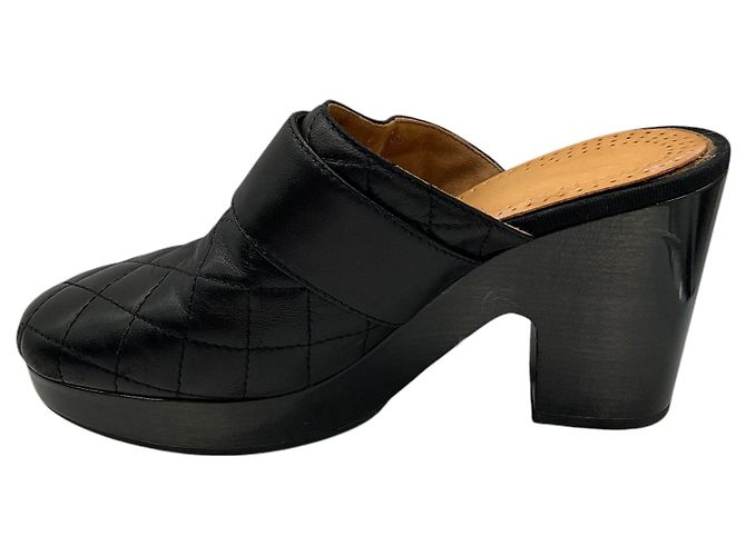 Chanel Black Quilted Leather CC Turnlock Clogs - view 3