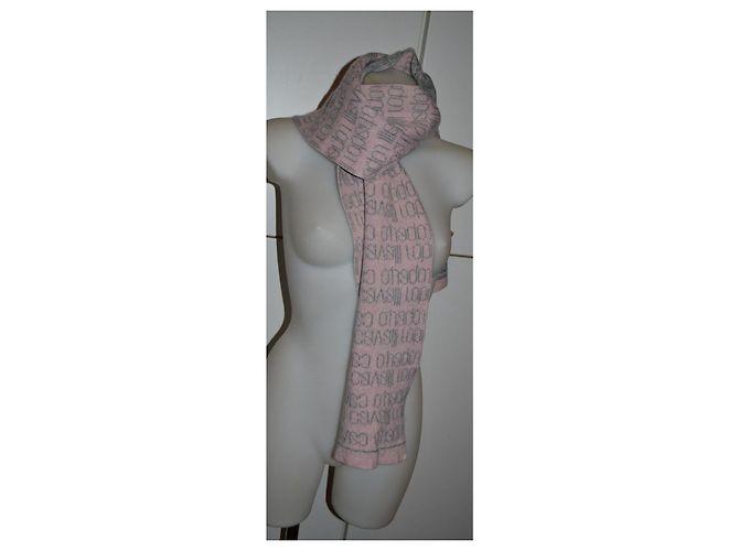 Sciarpa Roberto Cavalli con logo in misto lana rosa e grigia Grigio - vista 4
