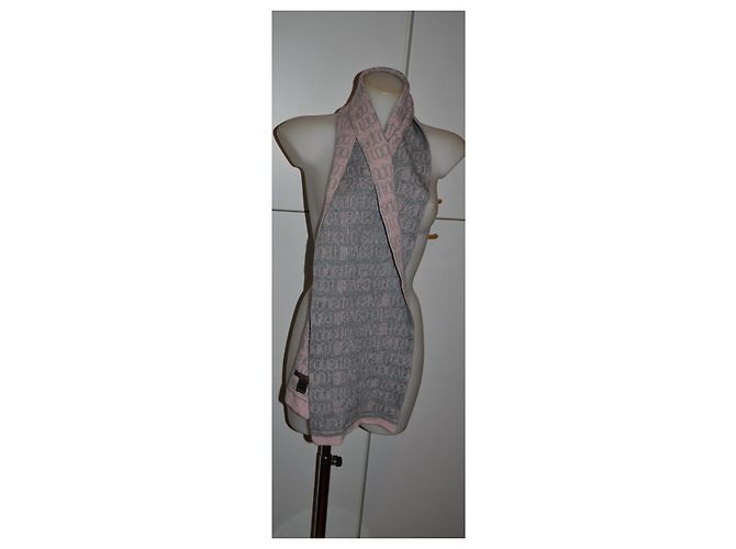 Sciarpa Roberto Cavalli con logo in misto lana rosa e grigia Grigio - vista 5