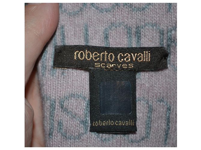 Sciarpa Roberto Cavalli con logo in misto lana rosa e grigia Grigio - vista 6