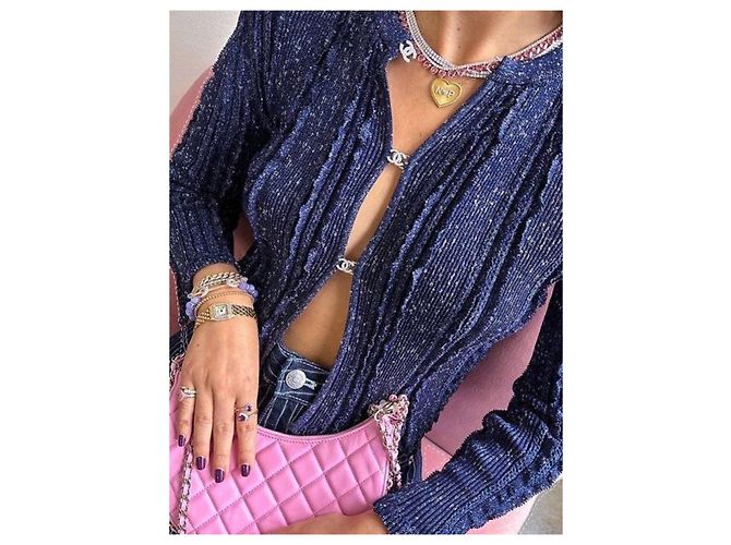 Giacca Chanel in viscosa blu - vista 11