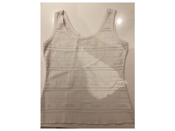 Top de Chanel en algodón blanco - vista 2