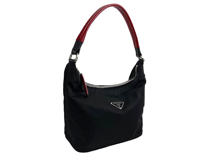 Saffiano Prada Tessuto Collector Re-Edition Baguette Nylon e Pelle Nera - vista 3