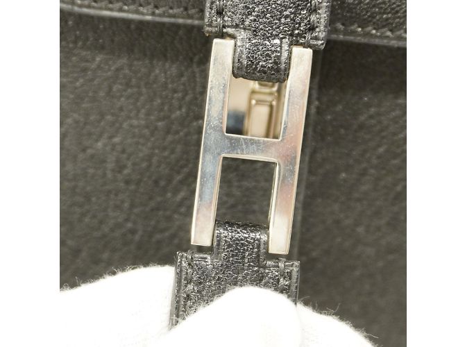 Hermès Borsa Hermes Drag 37 in pelle Chevre Coromandel nera Nero - vista 9