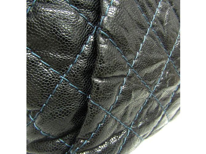 Chanel Matelassé Kette Damen Caviar-Leder Tote Bag Schwarz Marineblau - Ansicht 10