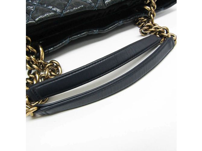 Chanel Matelassé Kette Damen Caviar-Leder Tote Bag Schwarz Marineblau - Ansicht 13