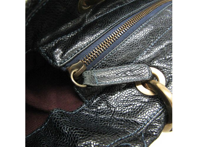 Chanel Matelassé Kette Damen Caviar-Leder Tote Bag Schwarz Marineblau - Ansicht 14